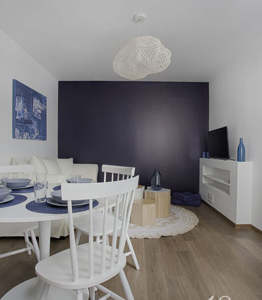 Decoration appartement vanves francois salon salle a manger bleu blanche 2