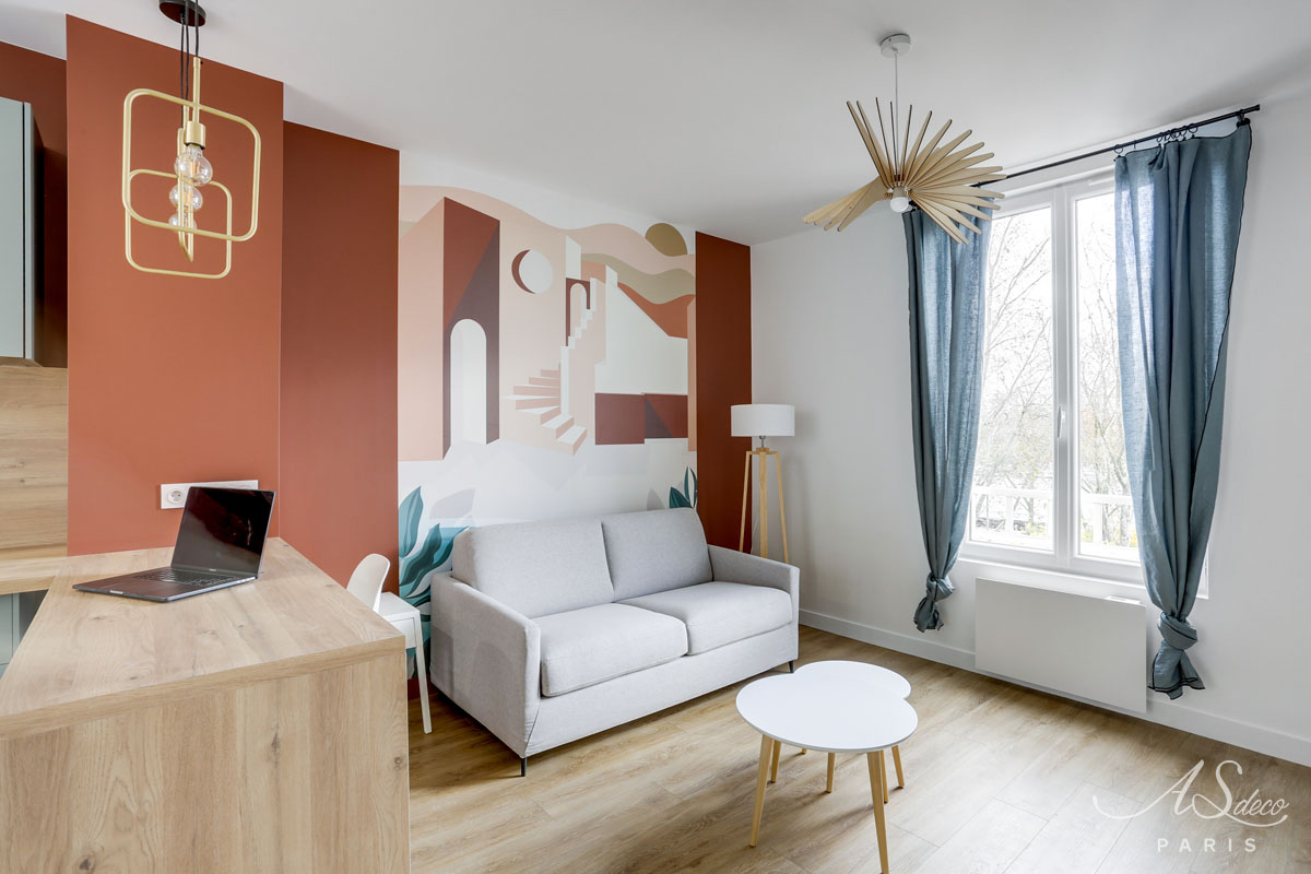 Decoration appartement st cloud salon papier peint
