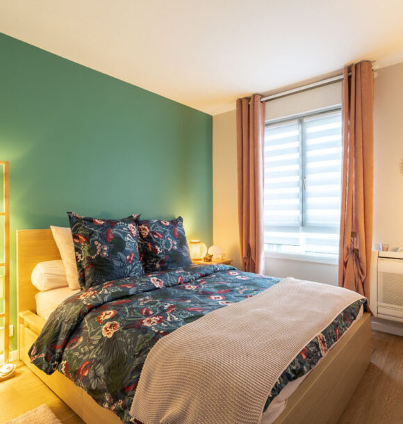 Decoration appartement asnière menil chambre verte 1