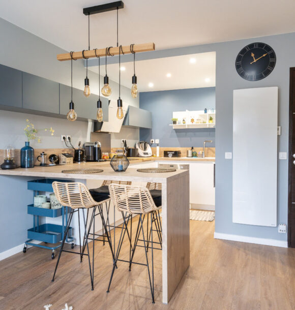 Decoration appartement asnière menil cuisine moderne bleu 1