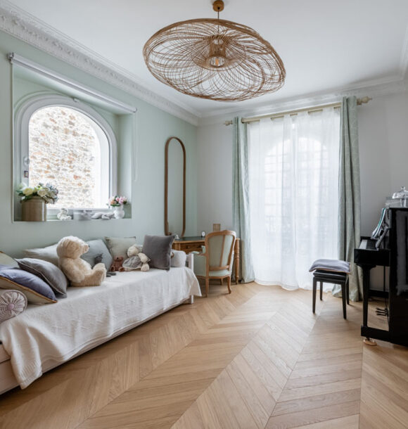 Decoration appartement enghein les bains chambre 2 verte