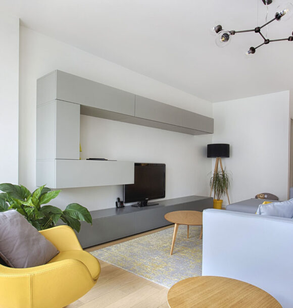 Decoration appartement puteaux salon meuble TV