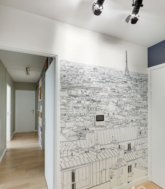 Decoration appartement st cloud salon papier peint paris