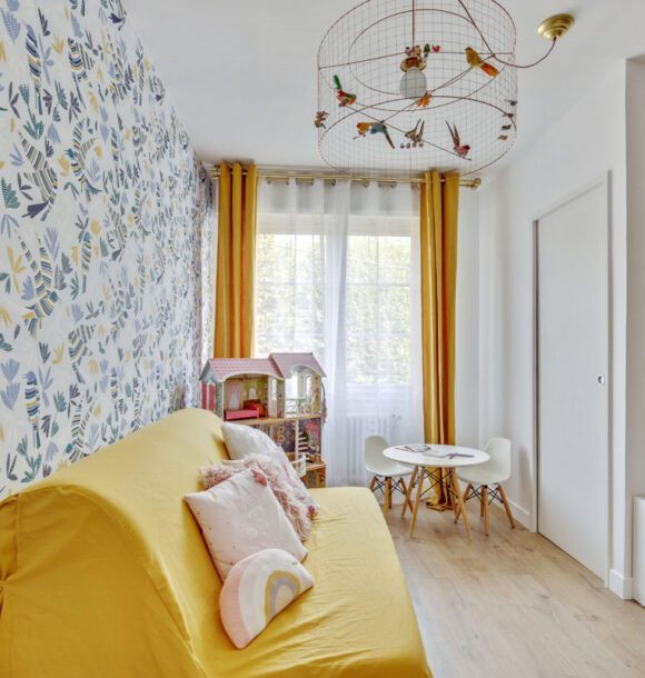 Decoration maison ermont chambre papier peint oiseaux fille